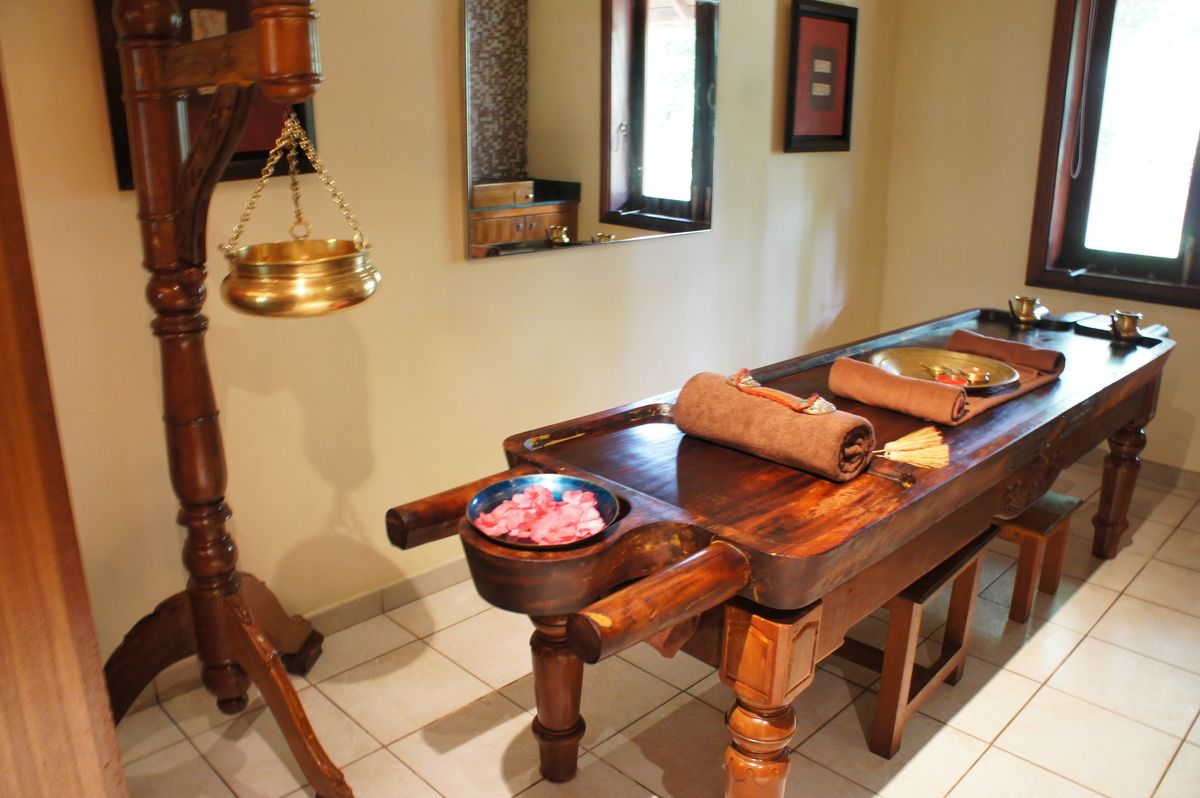 Serene therapy suite interior in warm light