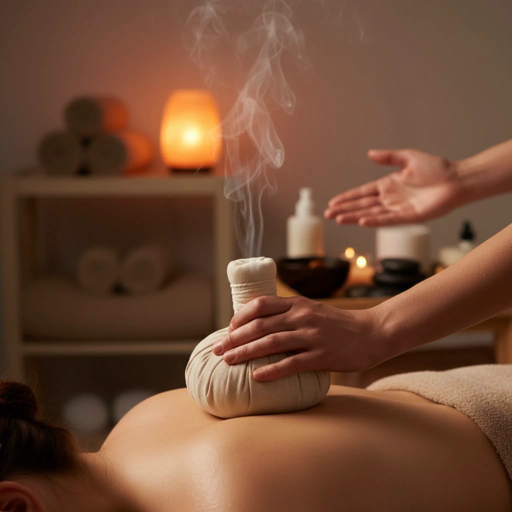 Therapist's hands during a gentle back treatment